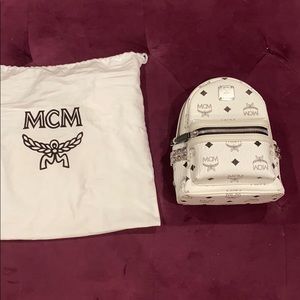 MCM logo white mini backpack